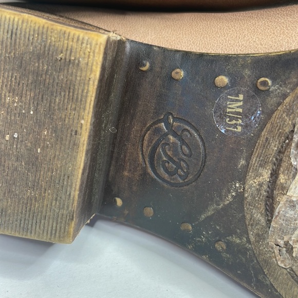 Lucky Brand Binus Leather Ankle Booties sz 7 Light Tan - Picture 8 of 10